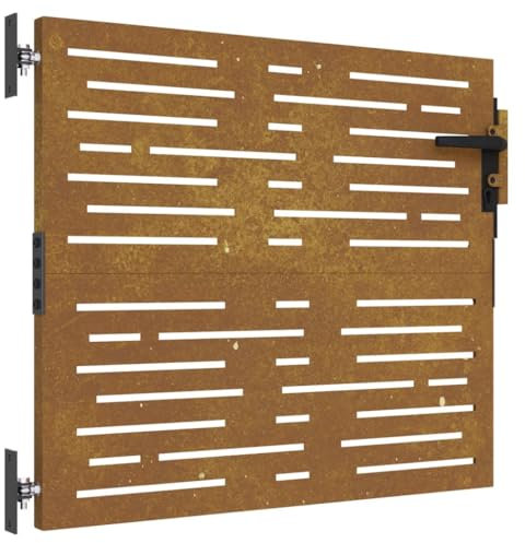 Zauntor für Staketenzaun, Gartenzaun Pforte Gartentor Metall Gartentür Gartenpforte Hoftor Flügeltor Einfahrtstor Gartentpforte, 85x75 cm Cortenstahl Quadratisches Design