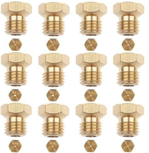 Gasdüsen für Gasgrill, Gasherd Düsen für Propangas Butangas Düsen für LPG-Kochfelder Messing Düsen, 2×0.5mm, 2×0.7mm, 2×0.8mm, 2×0.9mm, 2×0.95mm, 2×1.1mm, Gas Nozzles, Gaskochfeld Ersatzdüse Gasdüse