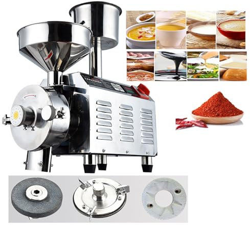 3000W Grain Pulping Sauce Grinding Grinder, Electric Crops Grinding Milling Machine with 3 Types Grinding Discs, Adjustable Forward/reverse and 50-200 Mesh Thickness, 40-80KG/H Output, for Cereal