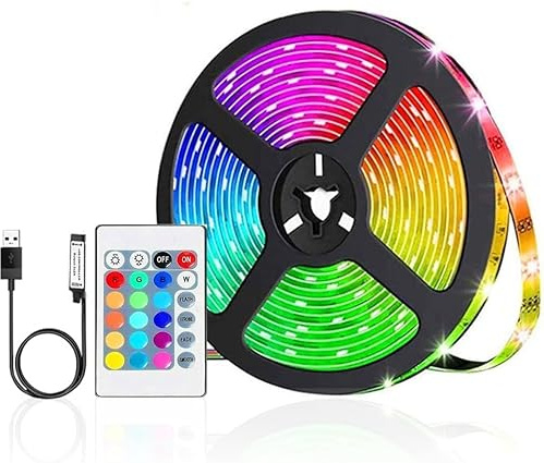 AntDau71® - Striscia Led Rgb. Lunghezza 3 Metri. Dotate di cavo di collegamento usb e di telecomando di controllo con 4 modalità d'illuminazione e 16 colori selezionabili - CW550