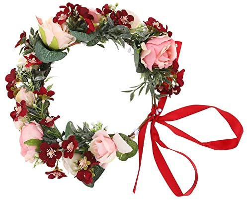 VICASKY Blumenkranz Für Braut Blumenhaarkranz Girlande Aus Seidenblumen Stirnband Für Hochzeit Kopfschmuck Für Brautjungfern Blumengirlande Für Braut Und Bräutigam Blumenkopfschmuck Für Ho