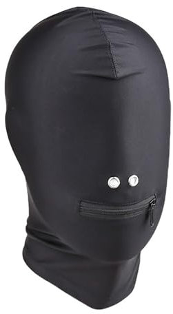 Unisex Full Face Black Mask With Zipper - Elastic Breathable Head Balaclava Hood for Halloween Cosplay Party, Couple Game, Carnival Dress Up, Nightclub