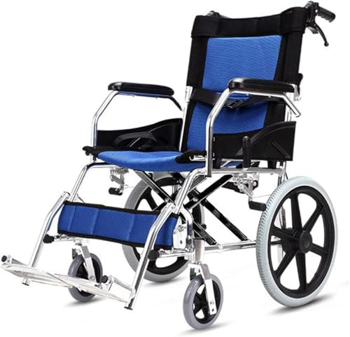 Faltbar Leicht Rollstuhl, Ultraleicht Reiserollstuhl, Klappbar Transportrollstühle für Behinderte and ältere, Sitzbreite 44.5 cm, Belastbarkeit 100 kg