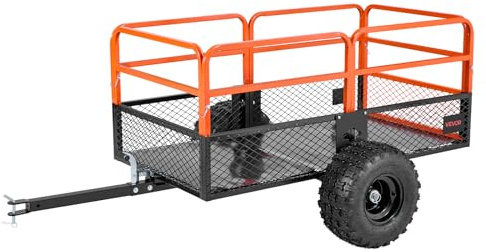 VEVOR Remorque à Benne Basculante, 793 L, Remorque de Tracteur Tondeuse à Gazon de Jardin en Acier, Capacité de Charge 800,6 kg, avec Pneus 45,72 cm, Chariot de Transport à Déversement pour VTT, UTV