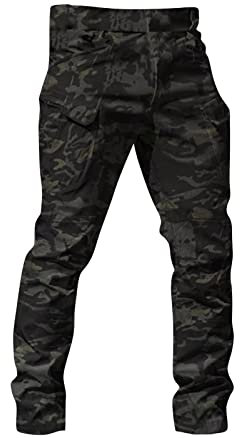 Stoffhose Herren Elegant Trekkinghose Angelbekleidung Elegante Casual Pants Mehrfach-Taschen Work Pants Weite Baggy Summer Breite Men Camouflage Leicht Dachdecker Hose Bottoms L