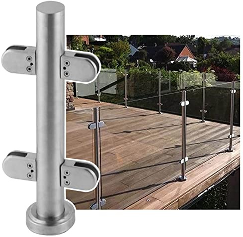 Poteaux de balustrade en verre pour terrasse et balcon – Système de garde-corps coupe-vent avec pinces sécurisées pour panneaux de verre de sécurité, barrière extérieure élégante
