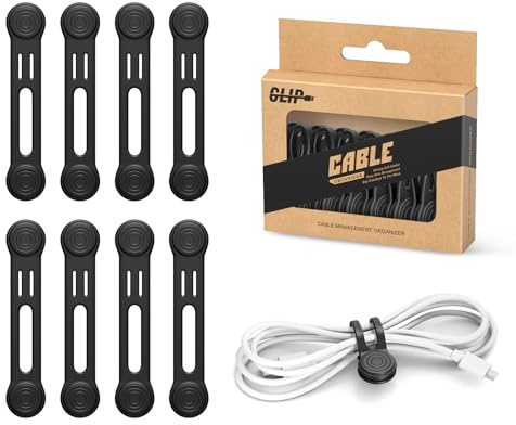 Kanemc Magnetic Cable Ties, 8 Pieces Reusable Cable Ties Cord Organiser, Magnetic Cable Tidy Clips Silicone Cable Straps for Organizing and Bundling Wires, Charging Cords, Earphone (Black)