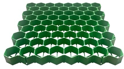 Stabilisateur d'allée en Plastique, Tapis de Gravier et Gazon, for allées, pentes, Jardins, aménagement paysager, parkings (Vert, 1 m²)(5cm-4 Pieces)