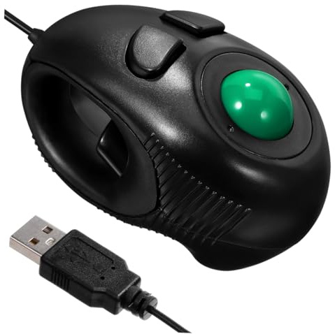 POPETPOP Souris Trackball à Doigt USB 2.0 Noire 3 Boutons en Plastique Dur | Défilement 4d, Format Léger, Conception hors Bureau, Usage sur Ordinateur Portable