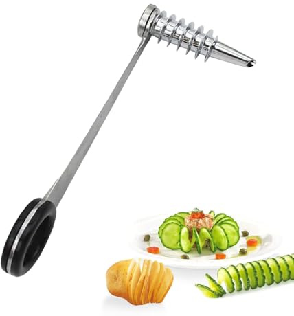 Stainless Steel Spiralizer, Manual Vegetable Cutter for Healthy Zucchini Noodles & Low-Carb Meal Prep - Easy Grip Ergonomic Kitchen Tool for Potato, Carrot, Cucumber, Courgette | Dishwasher Safe