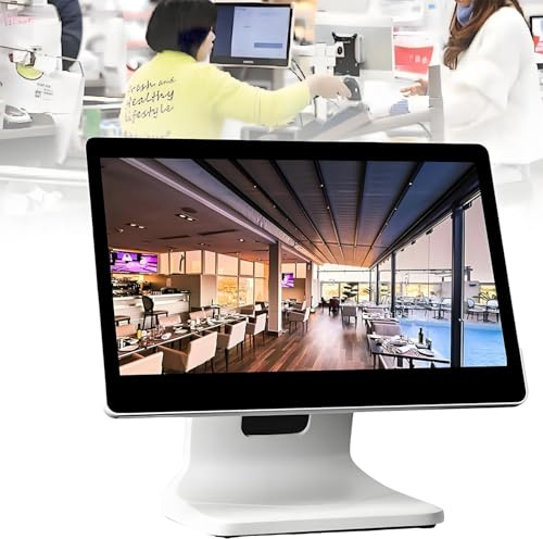 AiODiO Écran Tactile 15,6 Pouces, Moniteur de Caisse enregistreuse POS, Angle réglable, 4 Go de RAM, 64 Go de SSD, 1920 x 1080 Pixels