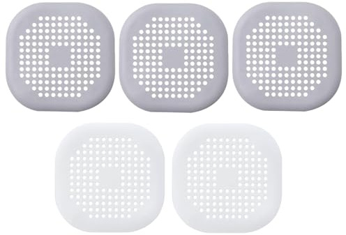 LifgWas 5pcs Filtro Desague Ducha de Silicona, Tapa Desague Ducha 13x13cm Recoge Pelos Ducha con Ventosas, Filtro de Drenaje para Bañera, Fregadero, Baño, 3 Gris y 2 Blanco