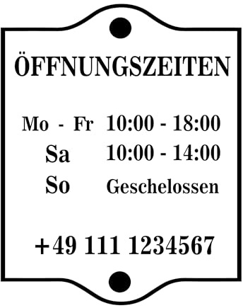 Vinyl Öffnungszeiten Aufkleber für Tür und Fenster – Personalisiert mit Wunschtext – UV-beständig Wetterfest – Schaufenster Dekor