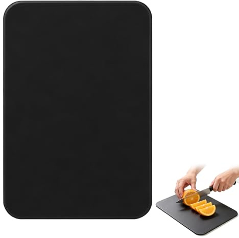 Tagliere in plastica, TPU, 37 x 25 x 0,5 cm, extra large, antiscivolo e facile da pulire, lavabile in lavastoviglie, per carne, pane e frutta (nero)
