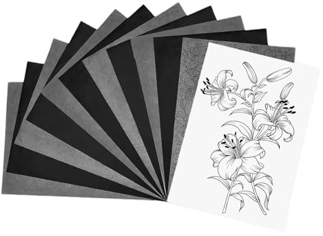 RhiVrillion 100 Fogli Carta Carbone Nera A4 per Disegno, Trasferimento su Legno, Tessuto e Carta, Carta Grafite Riutilizzabile (21 x 29.7 cm)