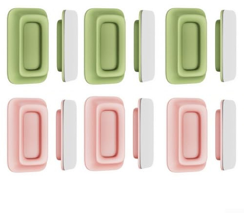 Lot de 6 supports muraux en silicone pour télécommande, clés et petits gadgets, solution de rangement compacte autocollante pour la maison et le bureau (rose + vert)