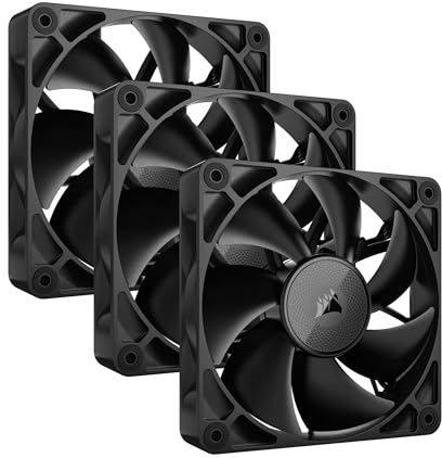 CORSAIR iCUE Link RX120 120mm PWM Fans with iCUE Link System Hub - Magnetic Dome Bearing - Triple Pack - Black (Renewed)