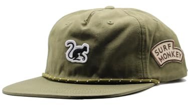 Surf Monkey Cappellino 5 Pannelli con Corda Uomo/Donna - 100% Cotone Biologico - Taglia unica
