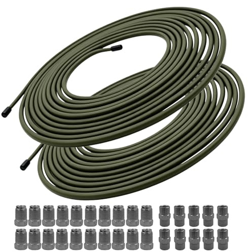 2 Stück 5m Bremsleitung Ø 4,75mm, Bremsleitung Set mit 20 Verschraubungen und 10 Verbinder, 3/16 Zoll Bremsleitungssatz, Bremsleitungen für Bördelgerät Fuer Auto PKW Motorrad, Militärgrün