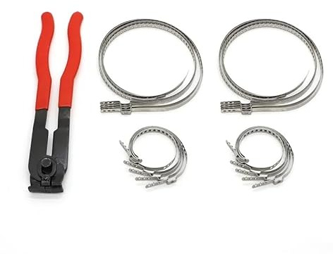 20 Pieces of Auto ATV Adjustable Axle CV Joint Boot Crimp Clamps with Pliers Tool - Crimp - Ear Type with Extension (as the picture)