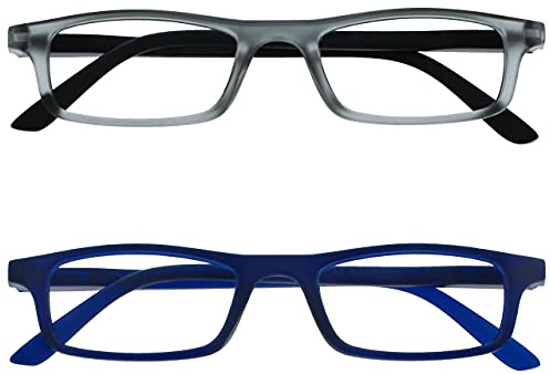 The Reading Glasses Company La Société Lunettes De Lecture Matt Gris Noir Bleu Marine Léger Lecteurs Valeur Pack 2 Hommes Femmes RR17-73 +1,50