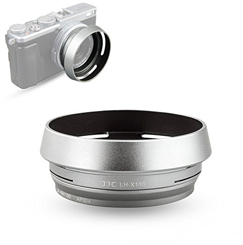 JJC Lens Hood for Fujifilm Fuji X100 X100VI X100V X100F X100S X100T X70 Cameras with 49mm Adapter Ring Replaces Fujifilm LH-X100 Lens Shade and AR-X100 Adapter Ring-Silver