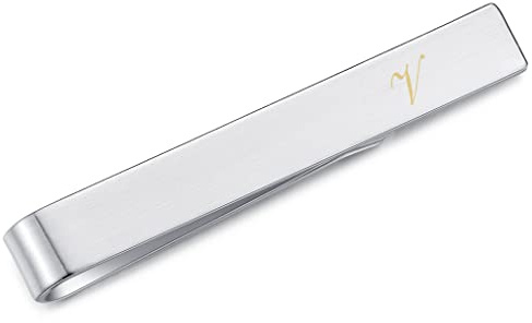 HONEY BEAR 4cm Herren Briefe Initialen Kinder Krawattennadel Krawattenklammer für schmale Krawatten Edelstahl Tie Clip,MEHRWEG (V 4cm)