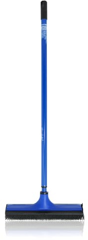 Das Blaue Wunder Vario-Besen (Blau) I Einfache Reinigung mit V-Borsten I Abwaschbar I Gummilippe I Teleskopstiel