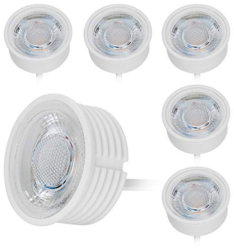 HCFEI 6x LED Modul flach GU10 Ersatz 230V 5 Watt Warmweiß 3000K Dimmbar Einbaustrahler Einbau-Spot 38°Abstrahlwinkel