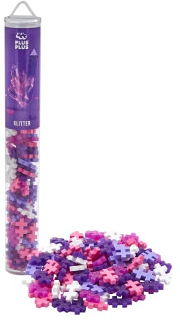 PLUS PLUS Building Blocks Toy – 100 pc Kids Construction Toys, Creative Learning Resources and STEM Play for Home and Travel - Girls and Boys Toys Age 5 Plus - Glitter 100 Pieces