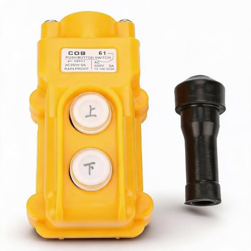fasient Hängetaster Steuerung,COB-61 Crane Hoist Drucktastenschalter,Auf/Ab Kransteuerung,Kran Kettenzug Drucktasten Schalter
