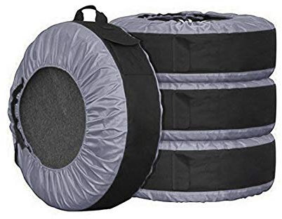 Reifentasche Abdeckung UCARE 4er-Set Verstellbare 30-Zoll-Reifenabdeckungen Saisonale Radfilze und Aufbewahrungstasche für Reifen Felgen für Geländewagen 77cm (Grau)