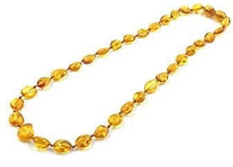 Amber Jewelry Shop Baltische Bernsteinkette – Echter Bernsteinschmuck – Bernstein perlen-Halskette (Cognac olive)