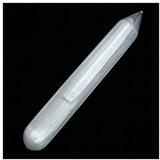 Masajeador de Selenita con Punta Lápiz Extra Mineral Piedra Varilla Base Redonda