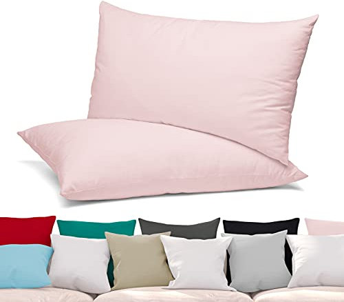 BEAUTEX 2er Set Kissenbezug, Kissenhülle aus gekämmter Baumwolle, Premium Jersey 160g/m², Größe und Farbe wählbar (40x60 cm, Rosa)