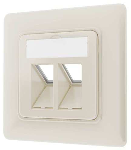 hb-digital 2-Port LAN Anschlussdose Datendose Leerdose Netzwerkdose Unterputzdose Installationsdose für Keystone Module Metall Gehäuse - Reinweiss