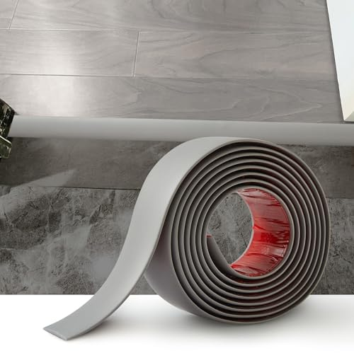 3 Meter Flacher Bodenübergangsleiste Selbstklebender Übergangprofil Türschwellen-Übergangsvinyl Laminat-Bodenbelagsleisten Bodentrennstreifen Fußböden Abdeckleisten, 5cm Grau