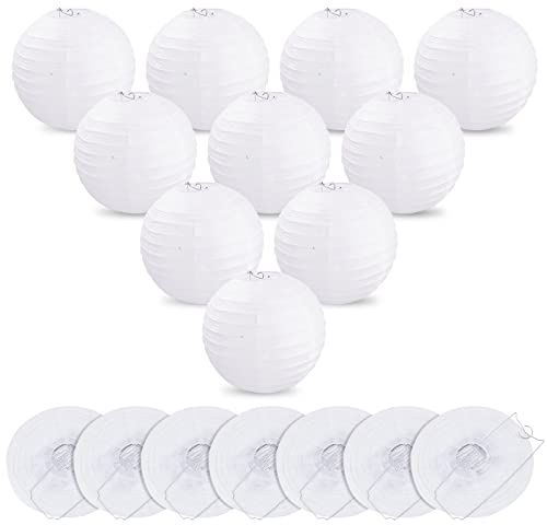 MIVIDE 20stk. Papierlaternen Weiß, 15cm Lampenschirm Runde | Papierlampion Weiß, Einfach Zusammenzubauen, Aufzuhängen für Hochzeiten, Geburtstage, Partys und Veranstaltungen