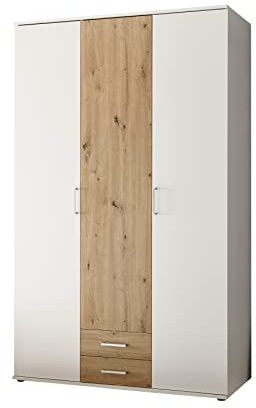 AVANTI TRENDSTORE Kalli - Armadio in legno laminato composto da 3 ante a battente e 2 cassetti. Disponibile in 2 colori. Dimensioni LxAxP 119,6x196,3x53,5 cm