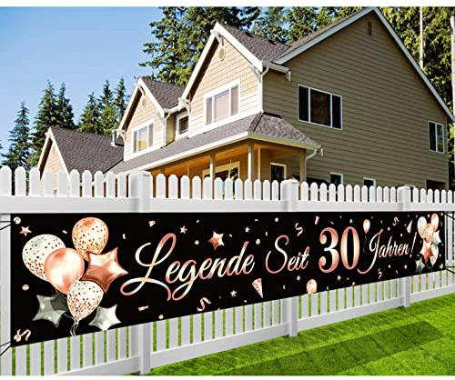 30. Geburtstag Banner, Legende Seit 30 Jahren Glitzerbanner, 30.Geburtstagsdeko Lange Banner für Männer und Frauen 30. Geburtstagsfeier Party, 300 * 50cm (Rose Gold)