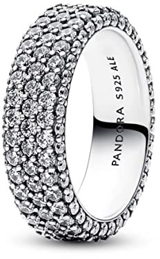 PANDORA Timeless Dreireihiger Pavé Ring aus Sterling Silber mit Cubic Zirkonia Timeless Collection, Größe 56, 192634C01-56