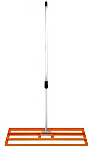 Livellatrice 100x32cm Rastrello Livellatore Leggero Acciaio Zincato Alluminio Arancione 1,2-1,9m Manico Estensibile Facile Impugnatura Attrezzo Giardino Erba Terreno Tappeto Erboso Artificiale Concime