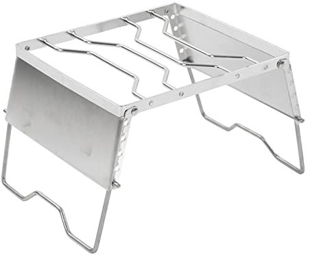 Grille de Barbecue Pliante, Support de Réchaud en Acier Inoxydable pour Mini Barbecue, Support de Pot de Camping Réglable en Hauteur, Accessoires de Barbecue avec Pare-Vent pour