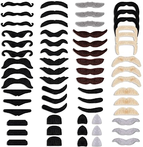 DIVINA VITAE 60 Pezzi Barba Finta Autoadesiva 20 Stili Barba Finta Che Si Attacca alla Barba novità Barba Finta Realistica per Natale Halloween Show Party Barba Finta per Adulti Bambini Uomini Donne