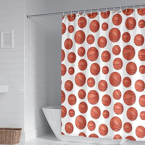 Whoiy Duschvorhang 120X180 Schwer, Badevorhang Frau Polyester Bath Curtains Basketball Orange für Outdoor Hotel
