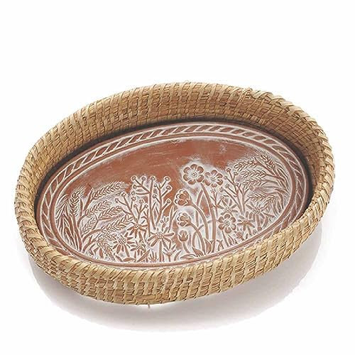 Better World Bio Bread Basket with Terracotta Warmer, Bread Basket, Bread Basket for Serving, Sized 12.5 w x 8.5 d x 3.5 h, Nature-Inspired Spring Meadow Design