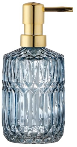 YunNasi Soap Dispenser | Refillable Glass Bottle with Pump, Hand Soap Dispenser for Bathroom, Kitchen, Blue
