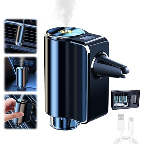 Intelligenter Auto-Lufterfrischer mit 3 Einstellbaren Modi, Auto Diffusor mit 3 Duftduft, USB wiederaufladbar, 1 Set