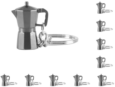 10 Set Coffee Tamper Keyring Key Chain Ring Coffee Accessories Moka Pot, 2x2x2 cm