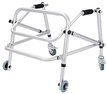 Kinder Lauflernhilfe Rehabilitation Standrahmen Aluminium Höhenverstellbar Rollator für Senioren, Gehhilfe mit Rädern und 2 Bremsen für eingeschränkte Mobilität
